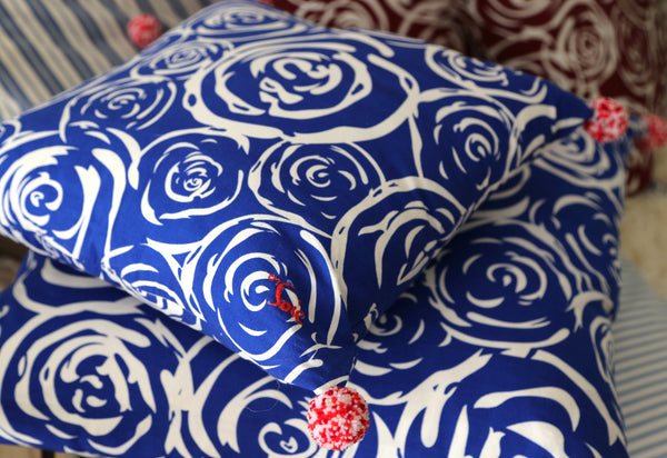 decorative royal blue pillow